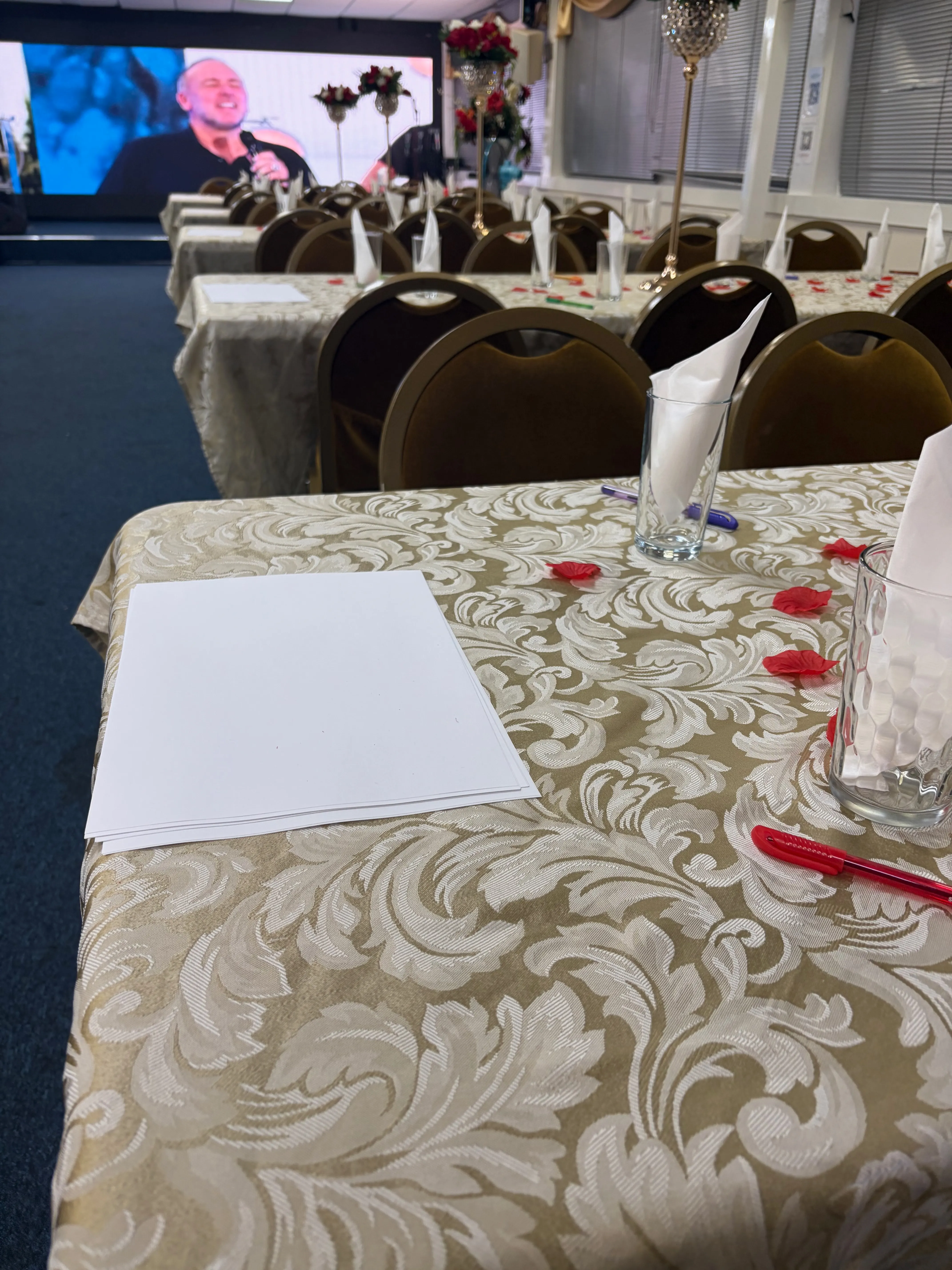 Tables arranged for a celebration at The Revive Centre