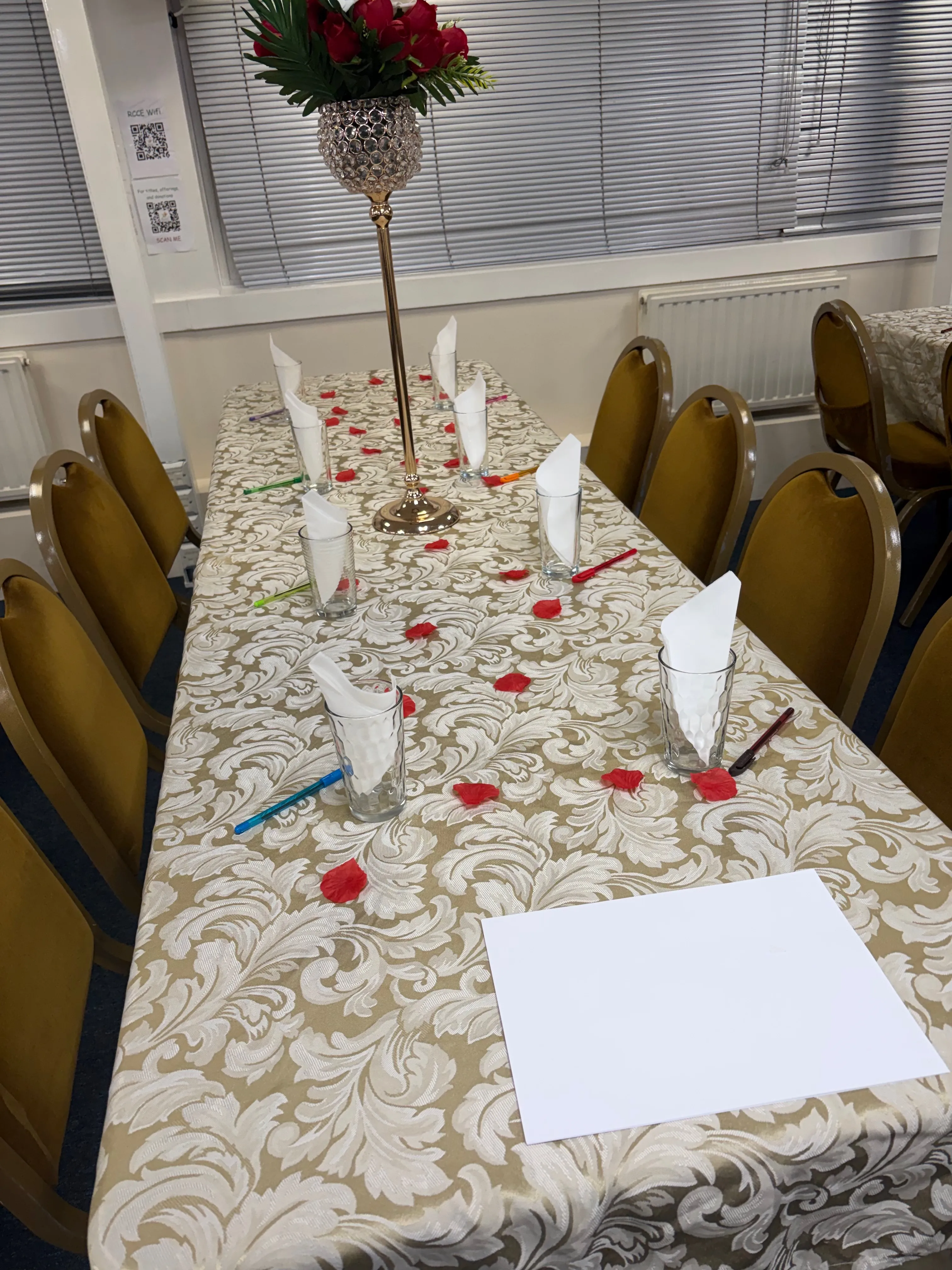 Decorated table setting at The Revive Centre
