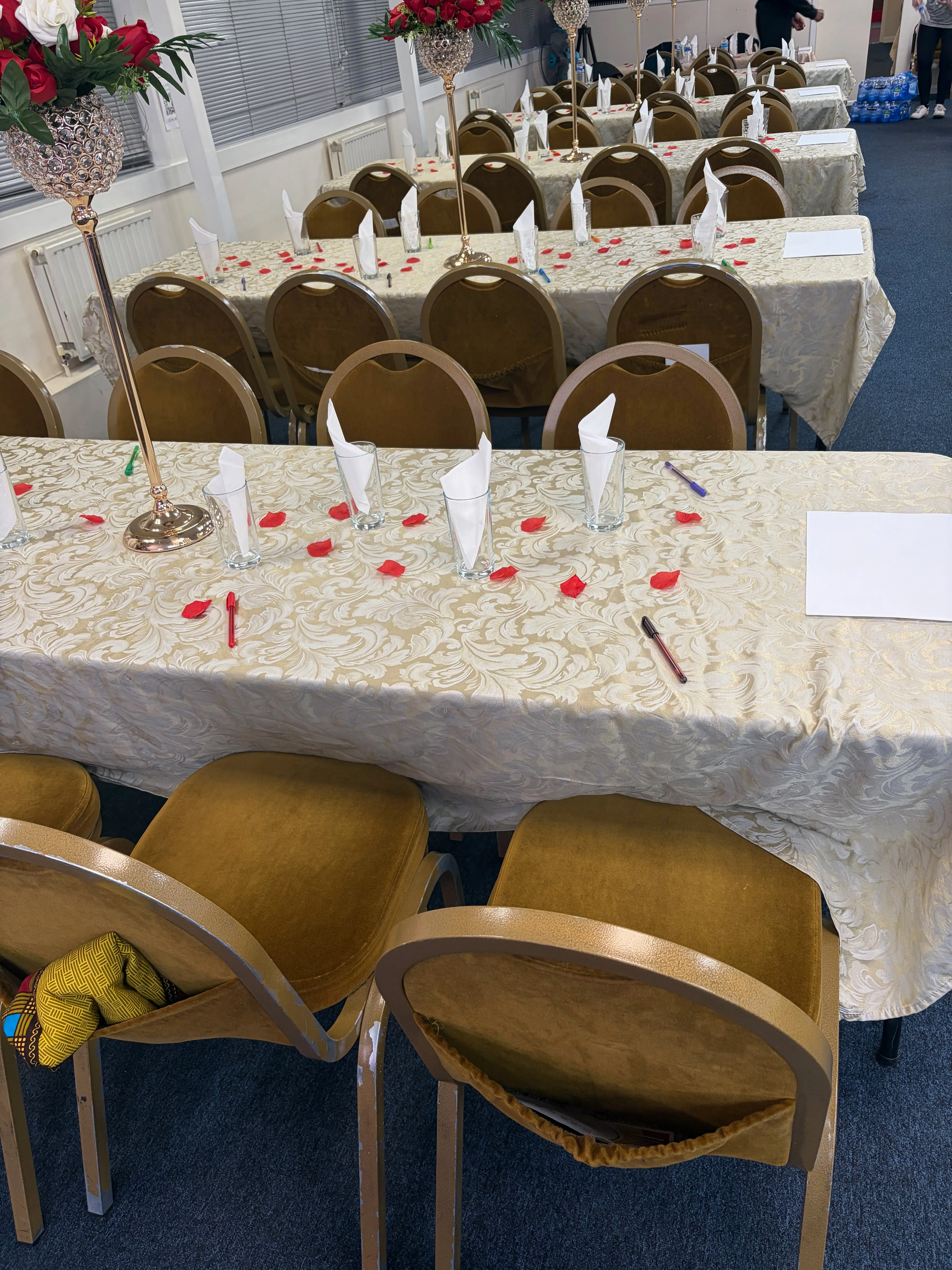 Celebration tables and floral centrepieces at The Revive Centre