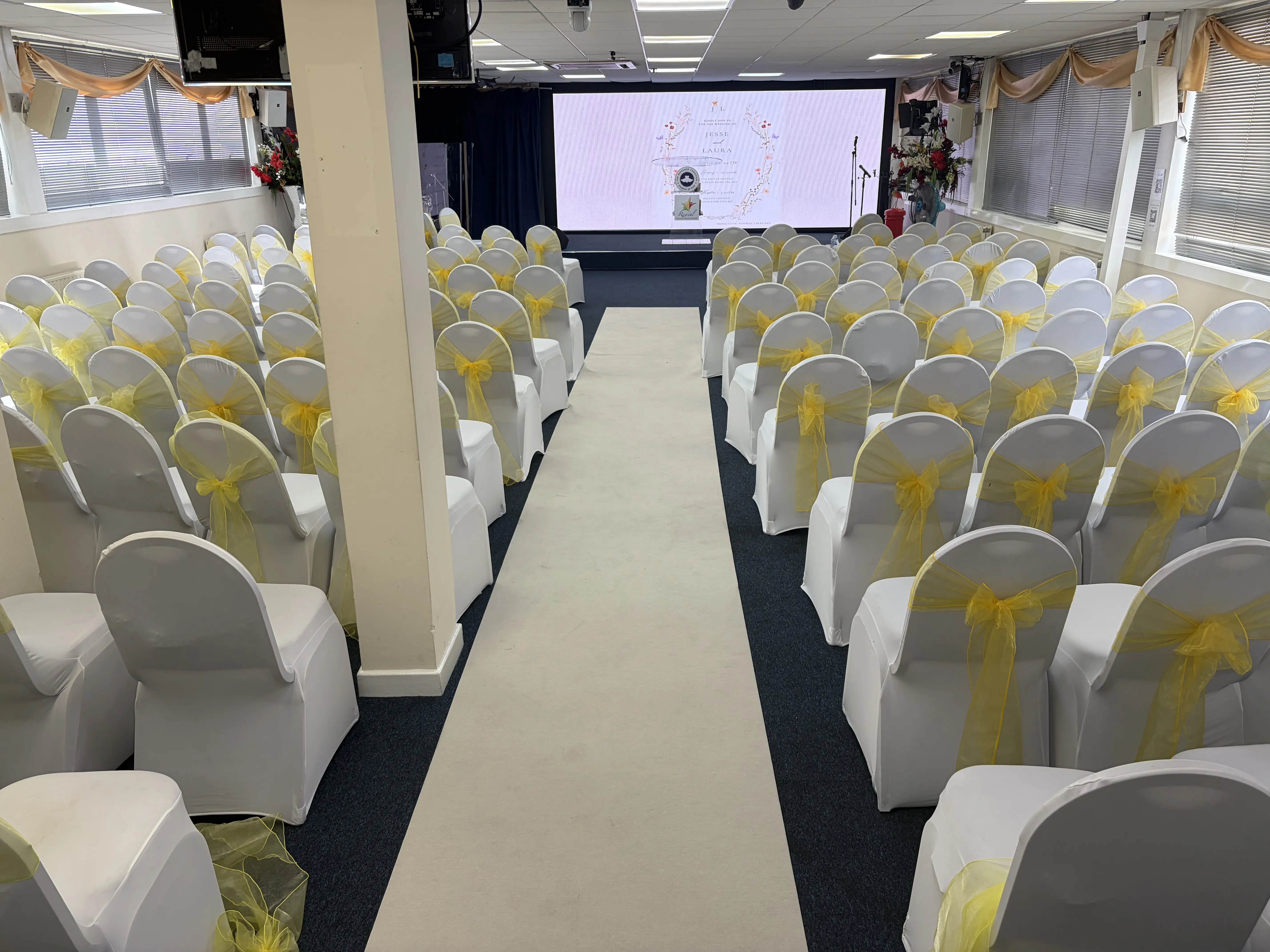 Wedding ceremony setup at The Revive Centre